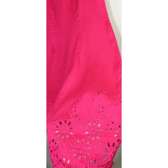 Vintage Miss Scarlett Fuchsia Floral Embroidered Cut Out Scalloped Dress Size 10 - Picture 8 of 13